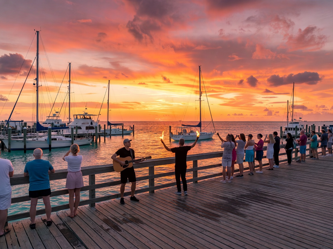 Key West Mallory Square Waterfront Sunset Florida