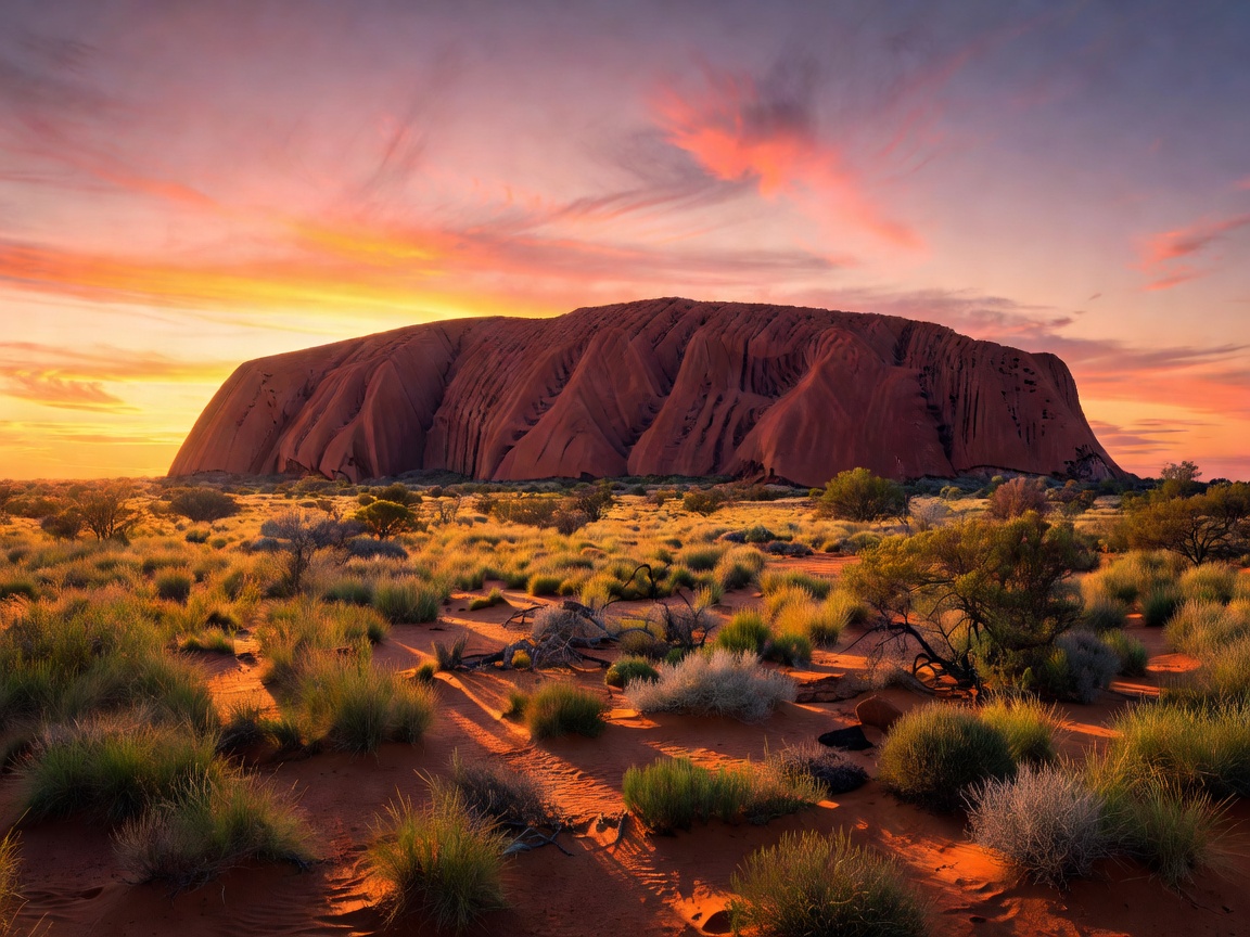 Uluru Northern Territory Australia Sunset Monolith
