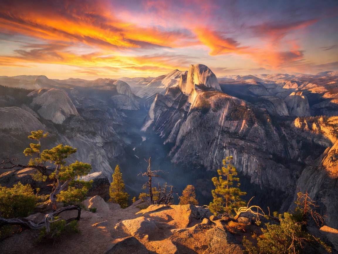 Yosemite National Park Glacier Point Sunset Valley View